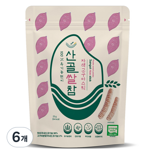 에코맘의산골이유식 산골쌀참, 자색고구마, 25g, 6개