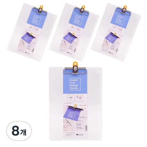희망사무포인트 A4 클리어클립보드 MU00A7, 투명, 8개