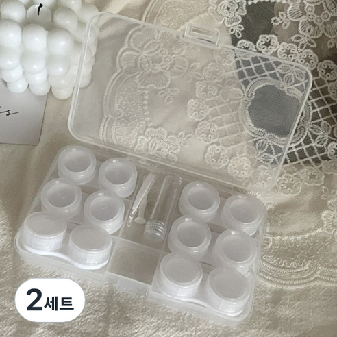 르벤아트 휴대용 렌즈통 6p + 렌즈집게 + 뽁뽁이 + 렌즈액통 세트, 투명, 2세트