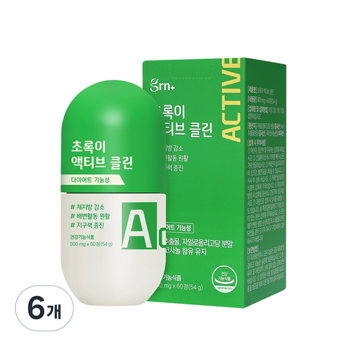 GRN 초록이 액티브 클린 54g, 60정, 6개