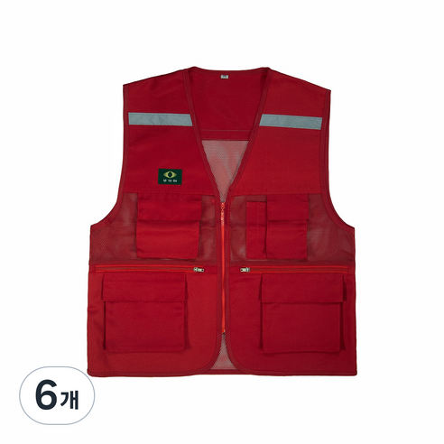 다원 T/C 망사 안전조끼 빨강, 6개