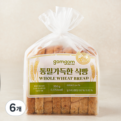 곰곰 통밀가득한 식빵, 350g, 6개