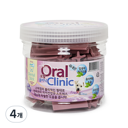 오랄클리닉 반려동물 덴탈껌 300g, 블루베리, 4개