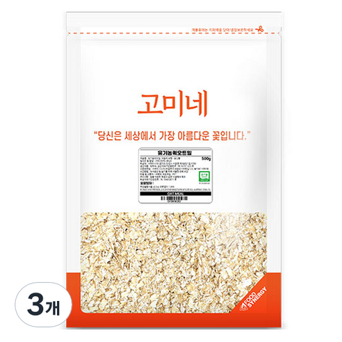 고미네 유기농 퀵 오트밀, 500g, 3개