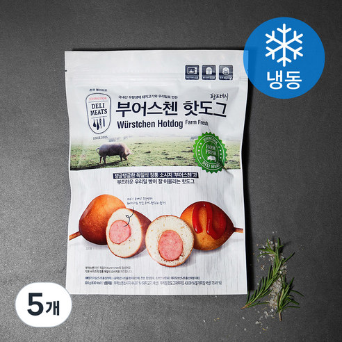 존쿡 델리미트 팜프레시 부어스첸 핫도그 6개입 (냉동), 300g, 5개