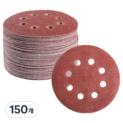 OON 원형 사포 샌딩 페이퍼 8홀 180방 125mm, 150개