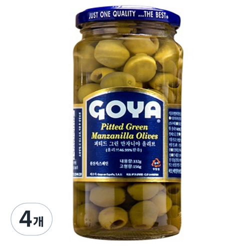 고야 피티드 그린 만자니야 올리브 절임, 332g, 4개