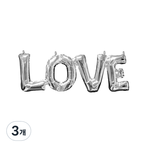 릴리드레스 대문자 LOVE 은박풍선 LPRP10, 실버, 3개