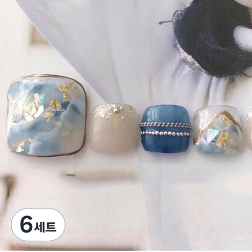 잇템샵 여름 네일아트 페디큐어 스티커 세트, 6세트, HL-023 머스린