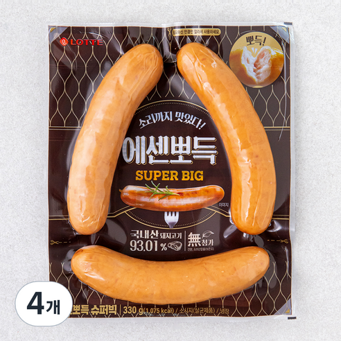 롯데제과 에센뽀득 슈퍼빅, 330g, 4개
