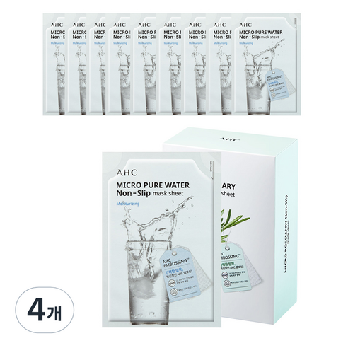 AHC 마이크로 퓨어 워터 마스크 시트 33ml, 10개입, 4개