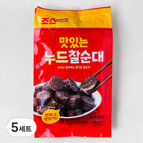 죠스떡볶이 맛있는 누드 찰순대 600g + 소금 6g 세트, 606g, 5세트
