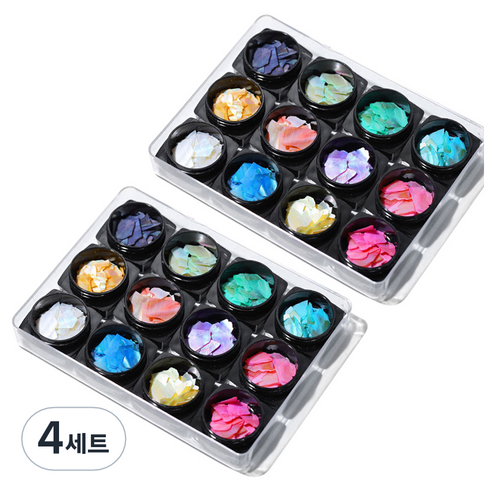 스위스녹스 자개 글리터 네일 파츠 12종 세트, 4세트, 02