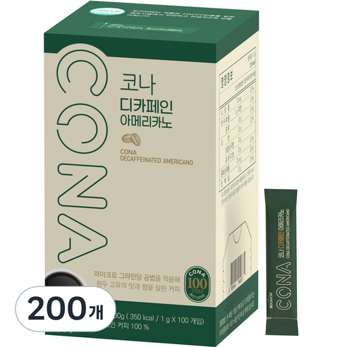 모카씨엔티 코나 디카페인 아메리카노 1g, 1개입, 200개