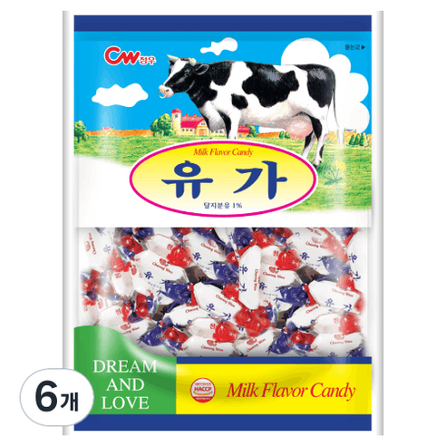 청우식품 유가 캔디, 350g, 6개