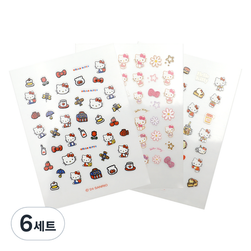 산리오 헬로키티 네일스티커 3종 세트, 6세트, 혼합색상
