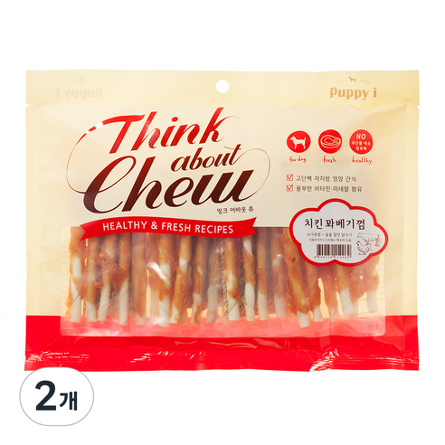 퍼피아이 강아지 띵크 어바웃 츄 꽈베기껌, 치킨, 240g, 2개