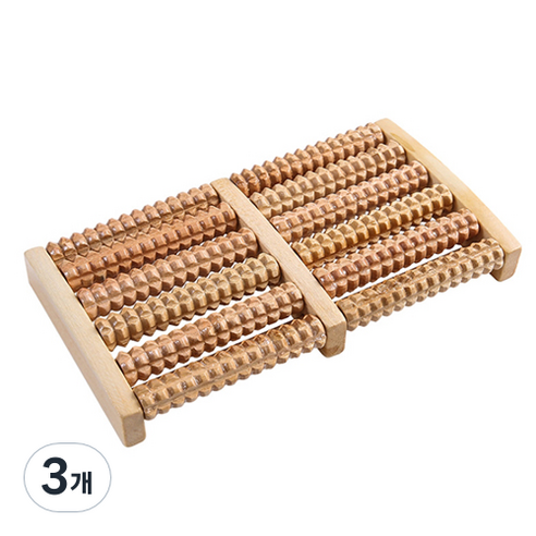 라이프랩 우드 발바닥 마사지 롤러, 3개, 브라운