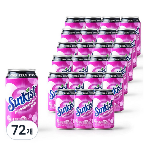 썬키스트 제로 자두자몽 소다 탄산음료, 355ml, 72개
