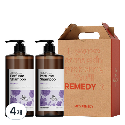 메디레머디 퍼퓸 샴푸+샴푸 선물포장 화이트머스크 1000ml, 4개