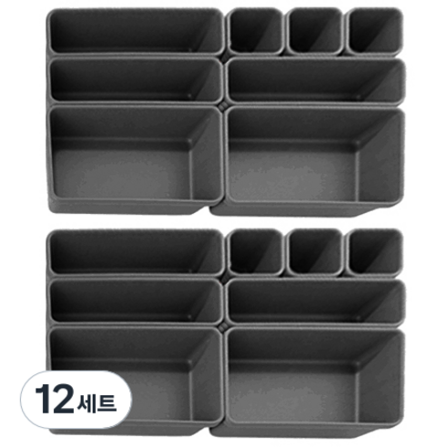 아리코 조립식 다용도 서랍정리함, 그레이, 12세트