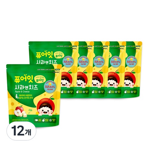 내이브로 퓨어잇 동결건조 치즈 큐브 간식, 혼합맛 (사과/치즈), 16g, 12개