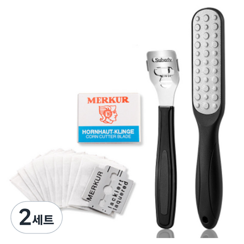 모모리빙 굳은살제거 발 각질면도기 + 면도날 10p + 각질제거기 세트, 2세트