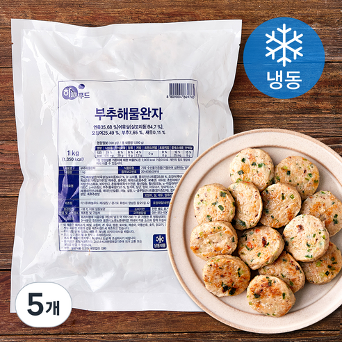 하늘푸드 부추해물완자 (냉동), 1kg, 5개