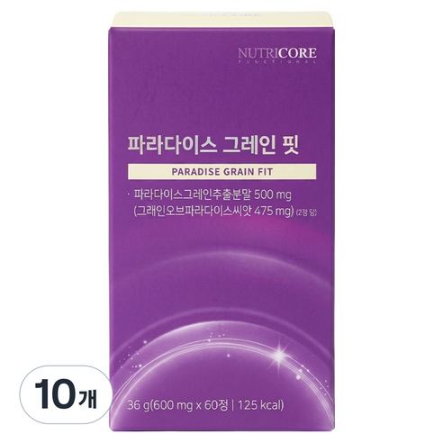 뉴트리코어 파라다이스 그레인 핏 36g, 60정, 10개