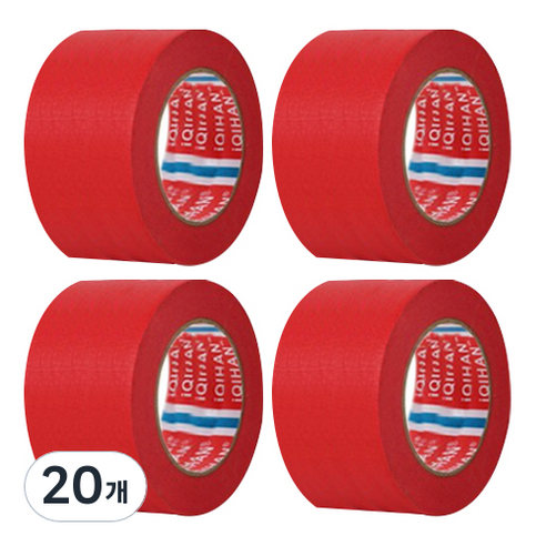 iQIHAN 다다 칼라 마스킹테이프 빨강 50 mm x 20 m, 20개
