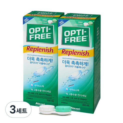 옵티프리 리플레니시 렌즈세정액 2p + 렌즈케이스, 300ml, 3세트