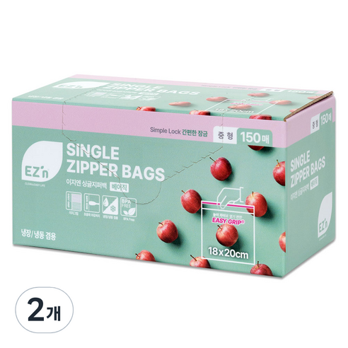 EZn이지엔 베이직 싱글지퍼백, 중(M), 2개, 150개