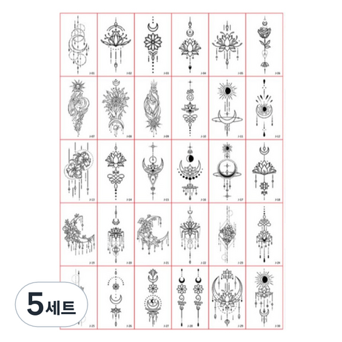 포커머스 헤나 타투 스티커 미니 30종 세트, 5세트, J타입