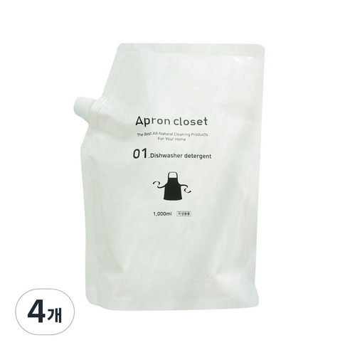 에이프런클로젯 식기세척기 세제 리필, 1000ml, 4개