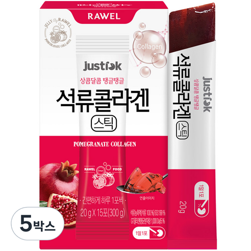 로엘 저스틱 석류 콜라겐 젤리스틱, 300g, 5개