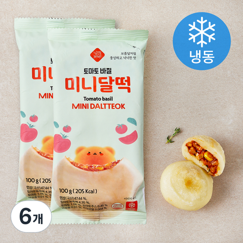 낭만부부 토마토바질 미니달떡 (냉동), 100g, 6개, 2개입