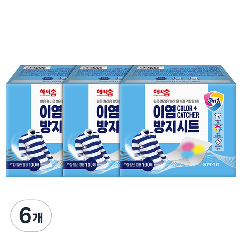 해피홈 이염방지 시트, 100개입, 6개