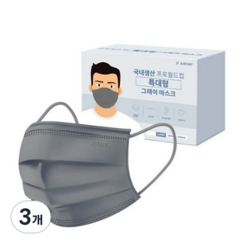 프로월드컵 특대형 마스크, 100매입, 3개, 그레이