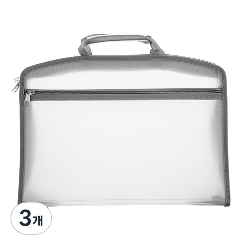 에코청운 BS 지퍼화일 A4 5cm, 회색, 3개