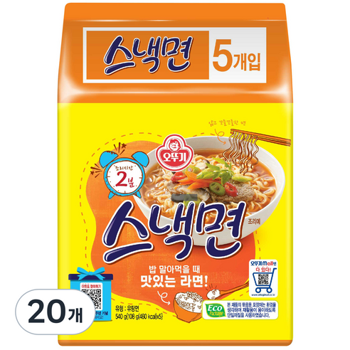오뚜기 스낵면 108g, 20개