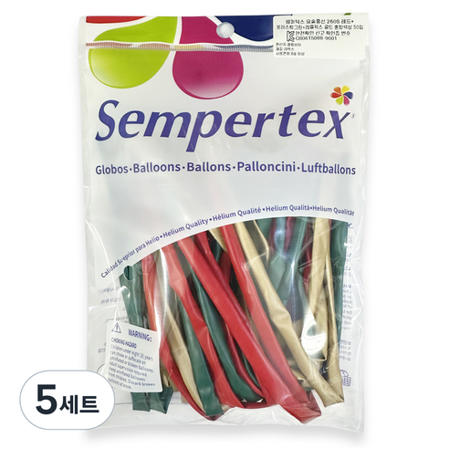 셈퍼텍스 요술풍선 260S 50p 세트, 레드, 포레스트그린, 리플렉스 골드, 5세트