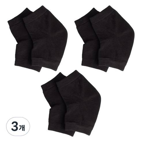 풋인솔 뒤꿈치 보호 양말 3세트, 3개, 블랙