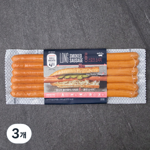존쿡델리미트 롱스모크소시지, 390g, 3개