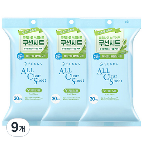 센카 올 클리어 시트 프레시, 30개입, 9개