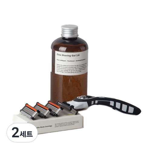 레이지소사이어티 5중날 면도기 쉐이빙 패키지 심플, 면도 핸들 + 5중날 여분날 4p + 시카 쉐이빙 젤, 2세트