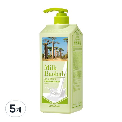 밀크바오밥 라임앤바질 샴푸, 1000ml, 5개