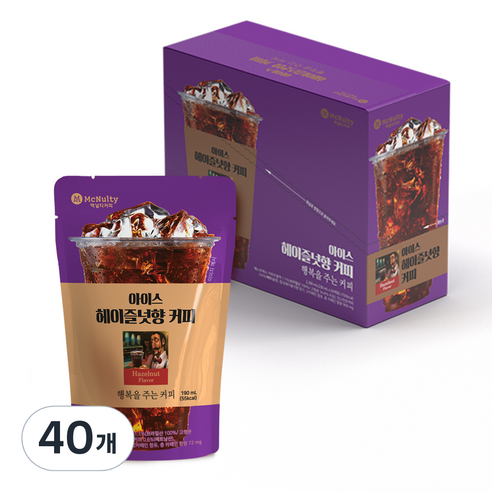 맥널티커피 아이스 헤이즐넛향 커피, 190ml, 40개