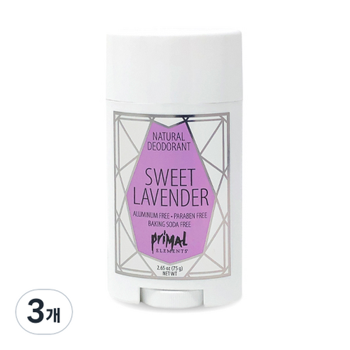 프라이멀엘리먼츠 데오드란트 스위트라벤더, 75g, 3개
