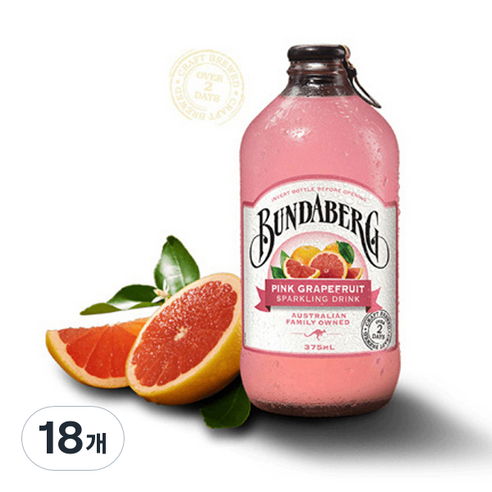 분다버그 핑크 그레이프푸르트 탄산음료, 375ml, 18개