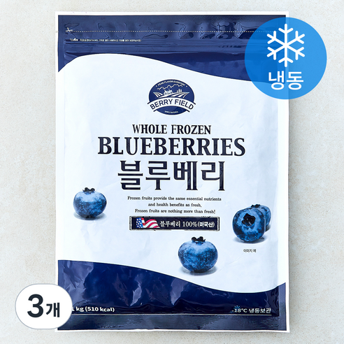 미국산 베리필드 블루베리 (냉동), 3개, 1kg